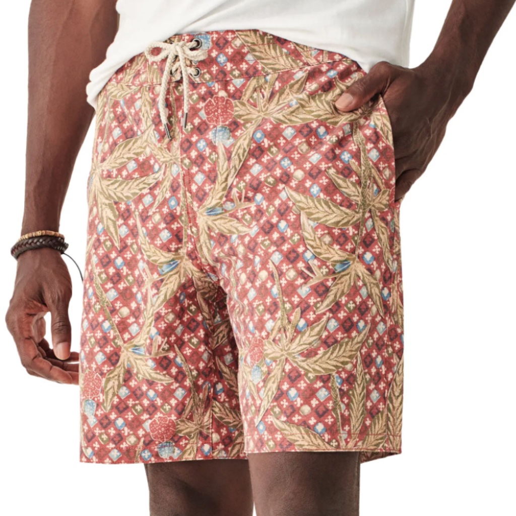 Faherty Boardshort 7" Red Palm Batik
